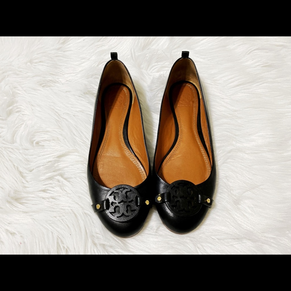 Tory Burch Leather Black Ballet Flats